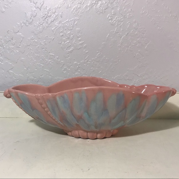 Royal Haeger Console Bowl Pink Aqua Seashell R 476 - Picture 4 of 8